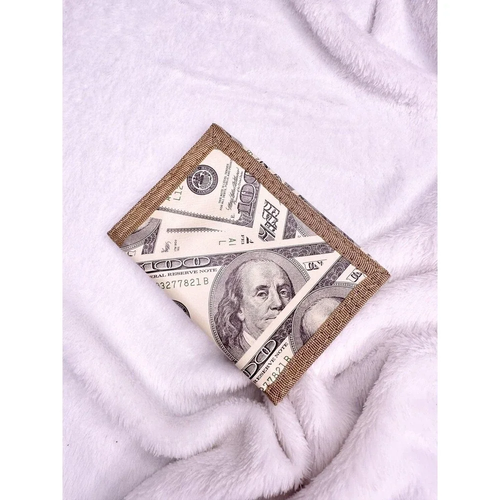 Money Print Wallet Mens One Size Multicolor Trifold Dollar Bill Design ID Gift